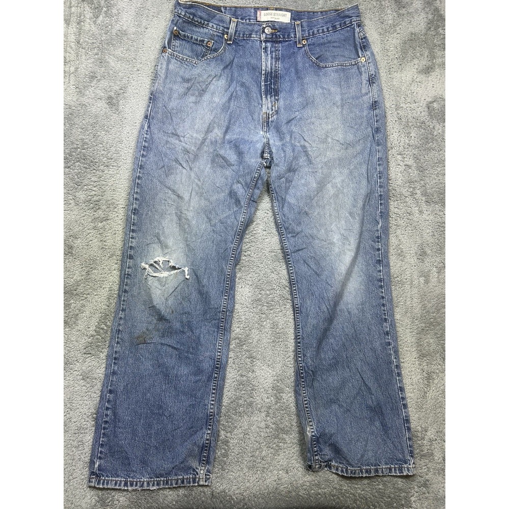 Vintage Levis 569 Jeans Men 34x32 Light Wash Loose Straight DESTROYED THRASHED